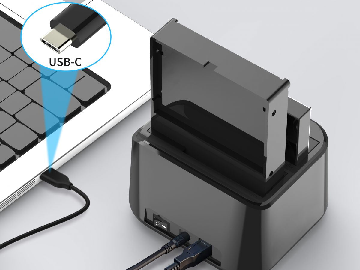 Base dock discos sata conceptronic 2 bahias 2.5 pulgadas -  3.5 pulgadas - usb tipo c - sata - funcion clonacion