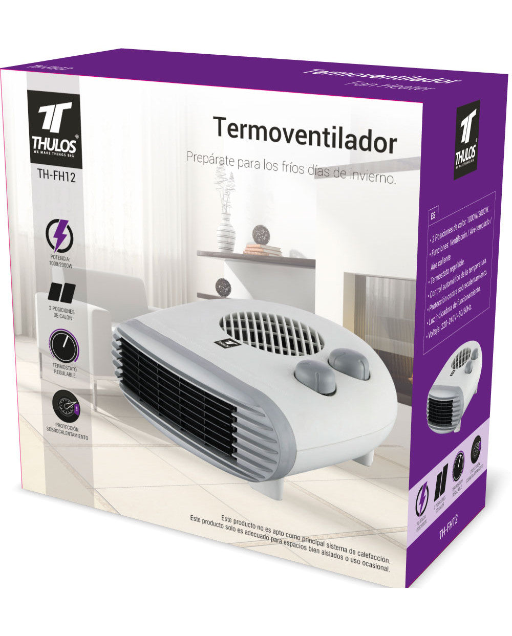 Termoventilador eléctrico Thulos th - fh12 1000w 2000w