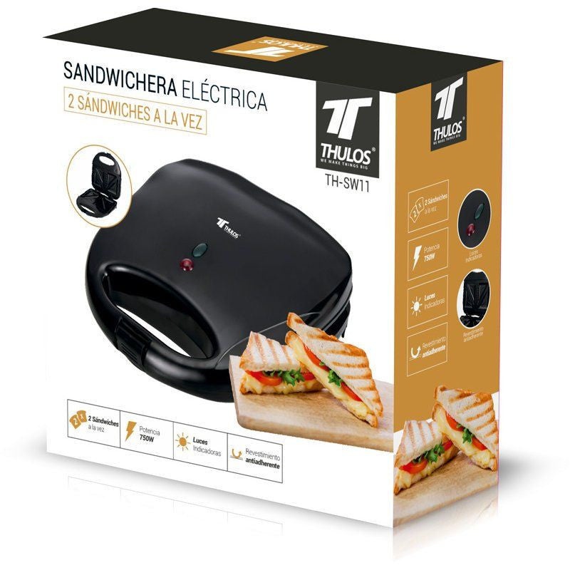 Sandwichera Thulos th - sw11 negro 750w 2