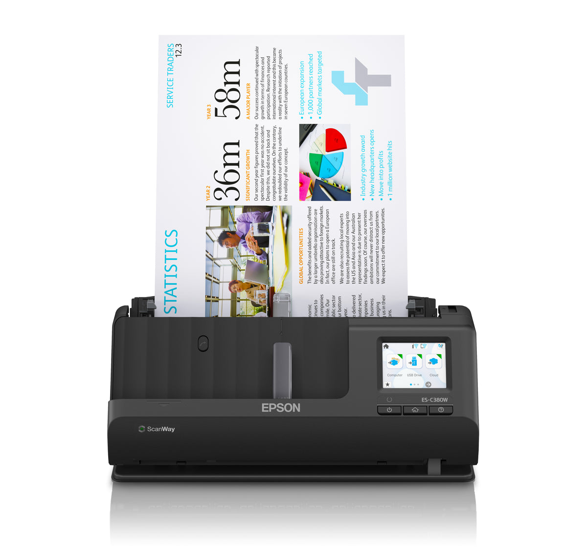 Escaner sobremesa Epson es - c380w a4 · 30ppm · duplex · WiFi · compacto · adf 20hojas