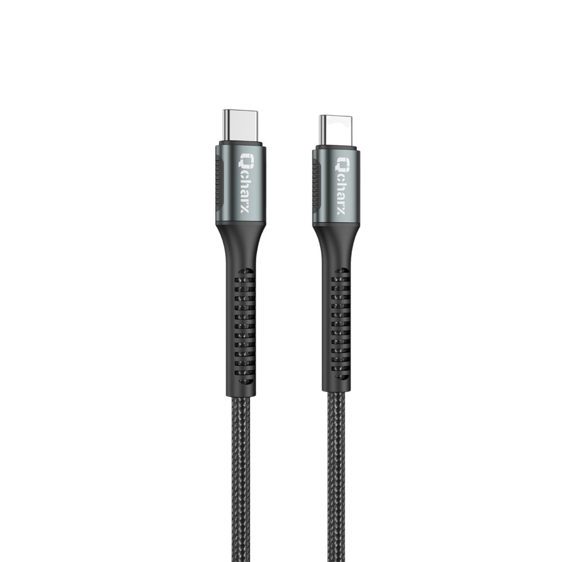 Cable qcharx prague tipo c a tipo c 3a 60w - 1 m - aleación de aluminio negro cordón de tela suave