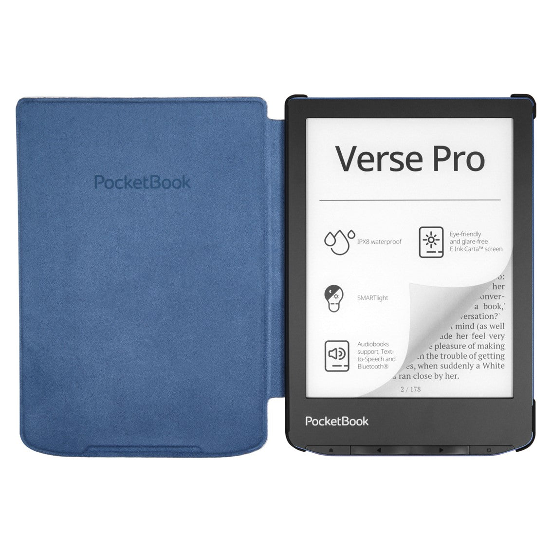 Pocketbook funda shell series verse + verse pro - patron flores blanco azul