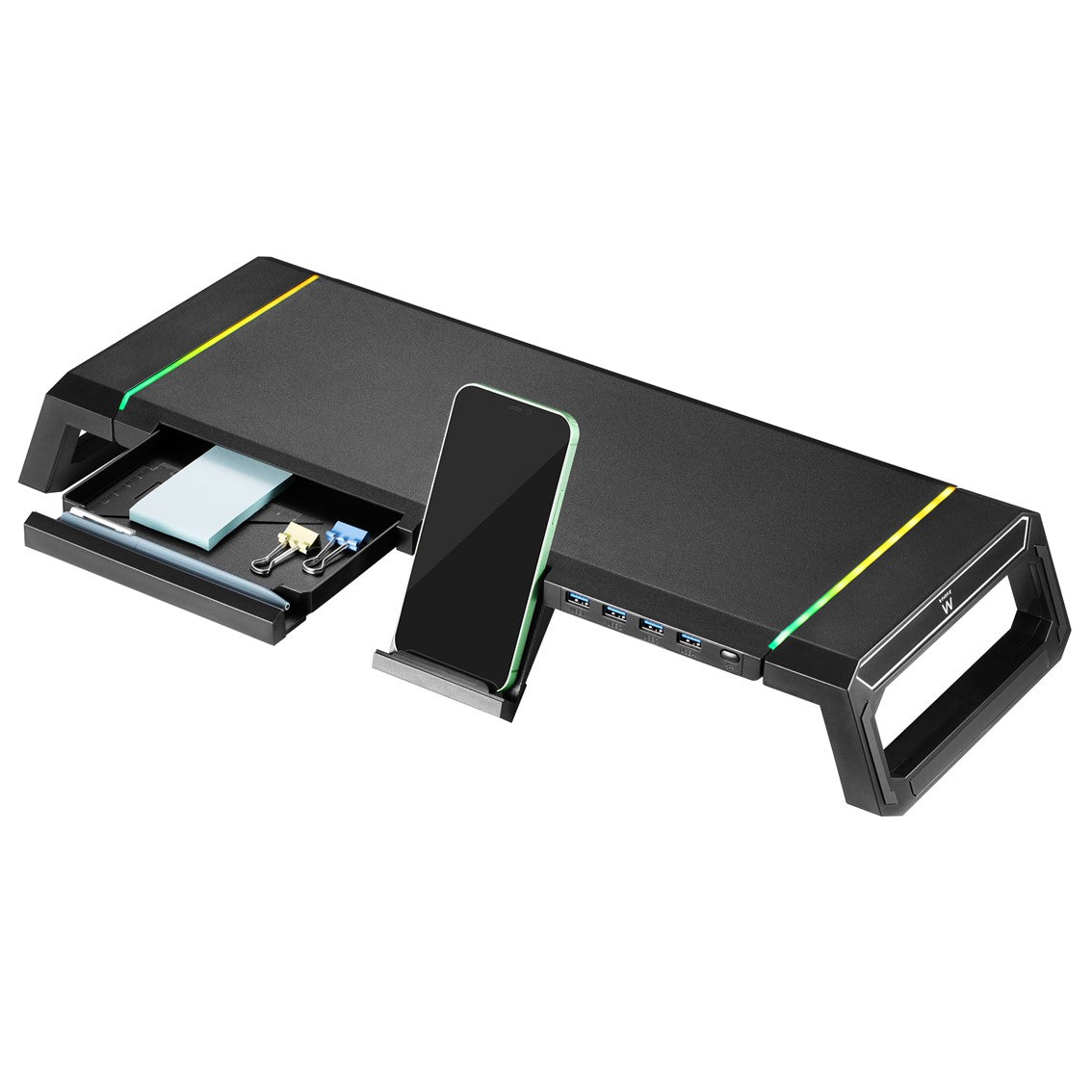 Elevador soporte monitor Ewent ew1268 con cajon y soporte para smartphone