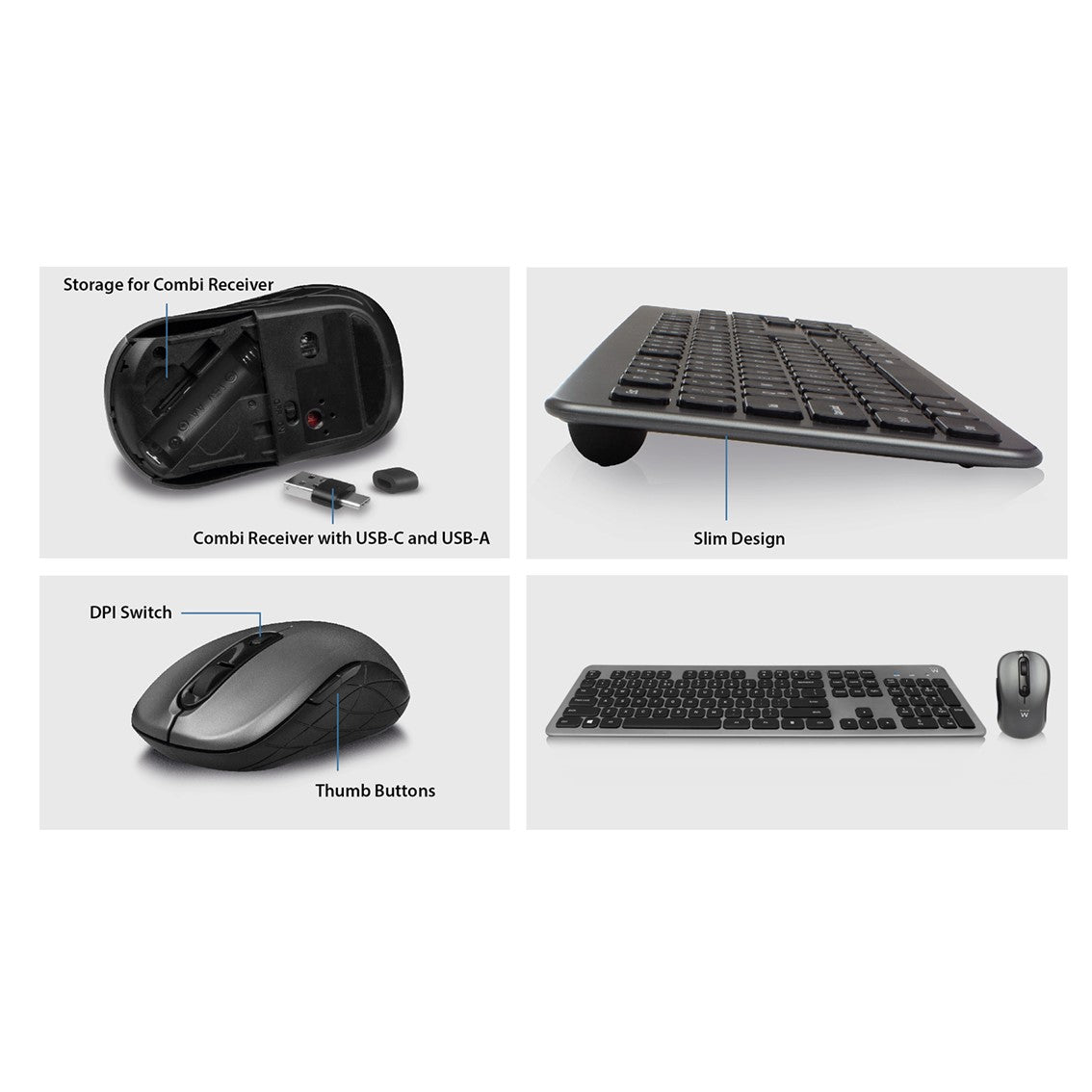 Kit teclado + mouse raton Ewent ew3272 wireless inalambrico