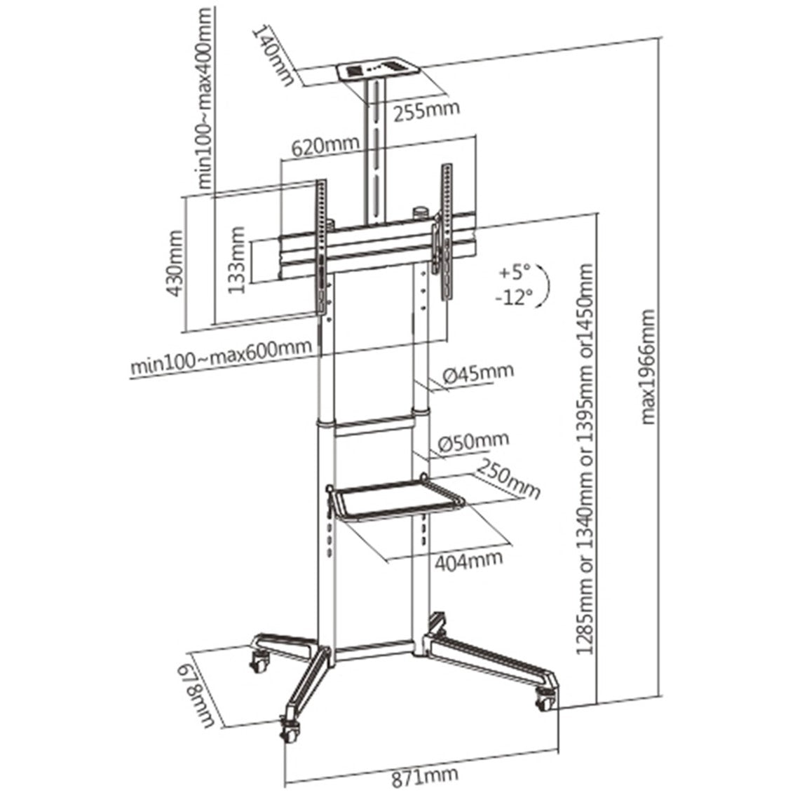 Soporte de suelo Ewent ew1539 hasta 70 pulgadas max 50kg