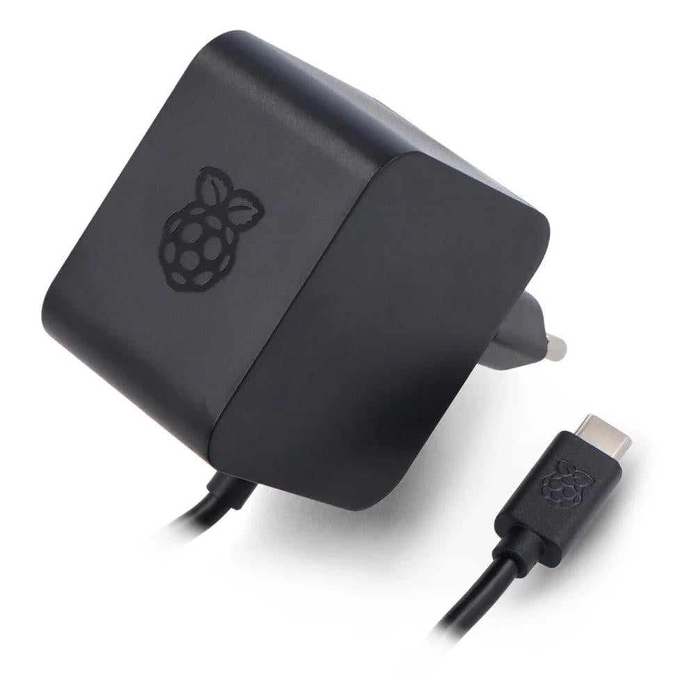 Fuente de alimentación cargador raspberry pi 5 usb c 27 w color negro