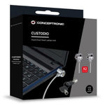 Cable seguridad para portatiles 1.5m Conceptronic doble cabezal + llave