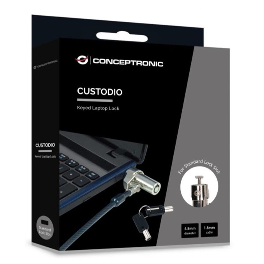 Cable seguridad para portatiles 1.8m Conceptronic por llave