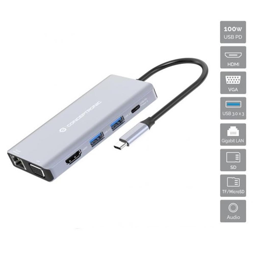 Docking station Conceptronic USB tipo c 10 en 1