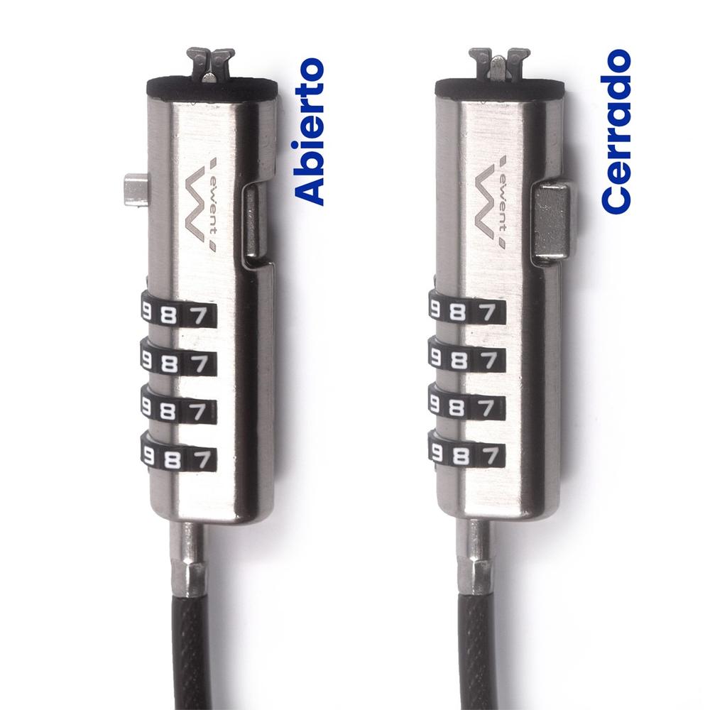 Cable de seguridad Ewent para portatil · combinacion 4 digitos 1.8m