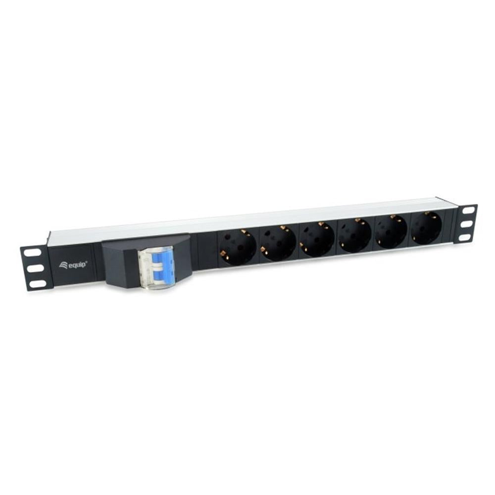 Regleta equip rack 19 pulgadas 1u 6 tomas shucko con cable magnetotermico 1.8m