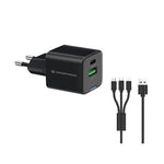 Cargador de pared Conceptronic althea16b 33w + cable USB 3.0 3 en 1