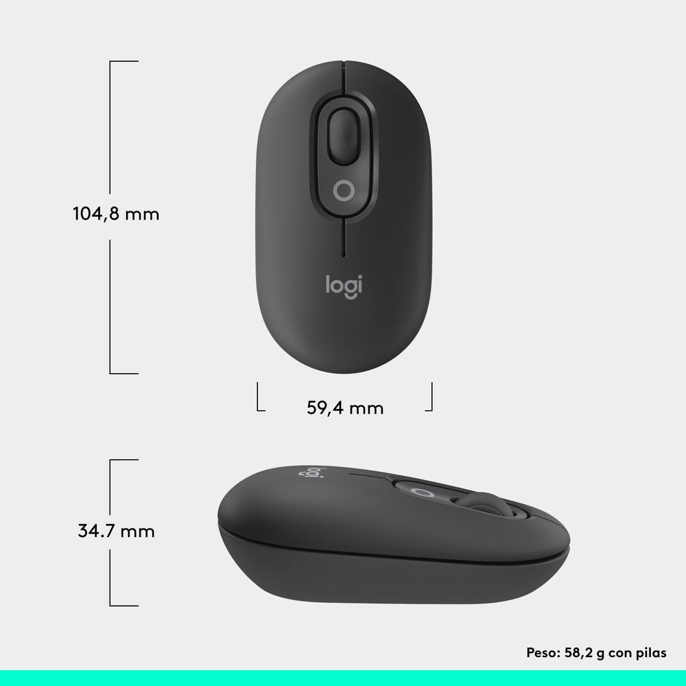 Ratón inalámbrico Logitech pop mouse grafito