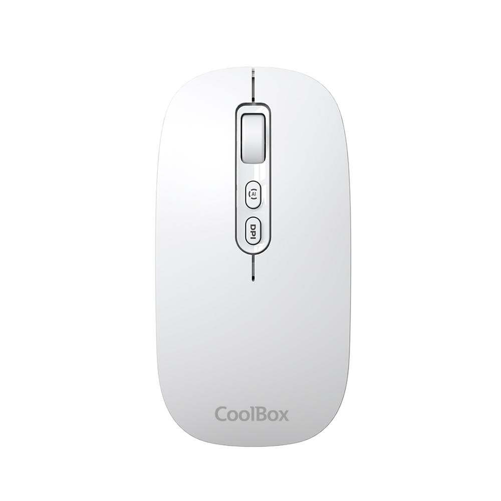 Mouse ratón Coolbox ia w02 blanco 1600 dpi inalámbrico rf+bt