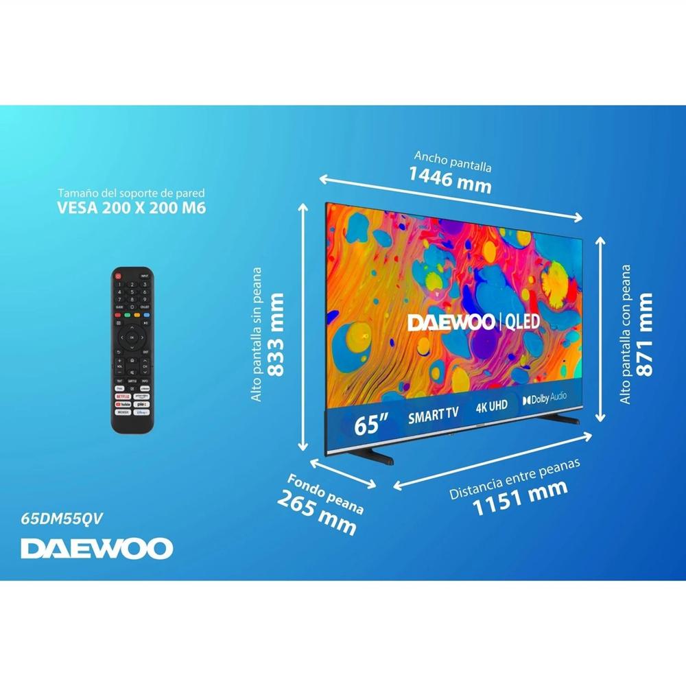 Tv Daewoo 65 pulgadas QLED 4K UHD - 65dm55qv - smart tv