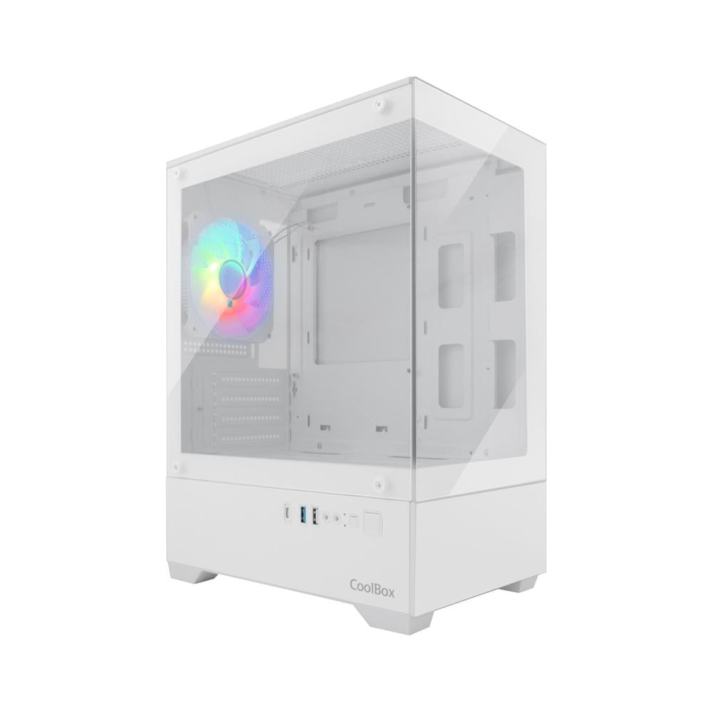 Caja ordenador gaming Coolbox gm200 vision lite mATX argb cristal templado blanco