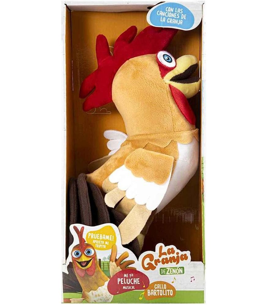 Peluche musical la granja de zenón gallo bartolito