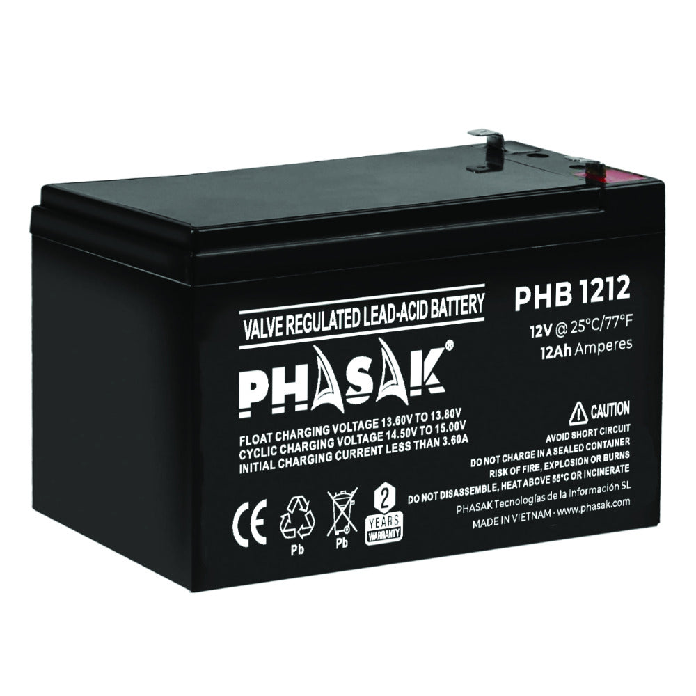 Batería Phasak phb 1212 compatible para sais 12ah 12v acido - plomo