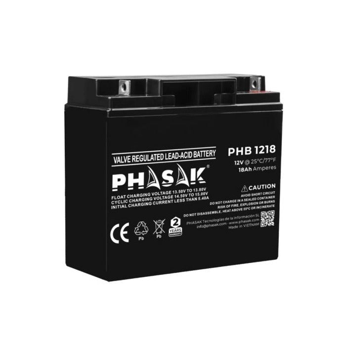 Batería Phasak phb 1218 compatible para sais 18ah 12v acido - plomo