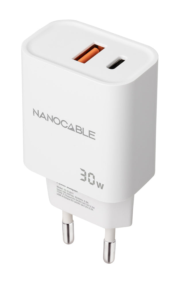 Cargador nanocable usb - c pd + usb - a