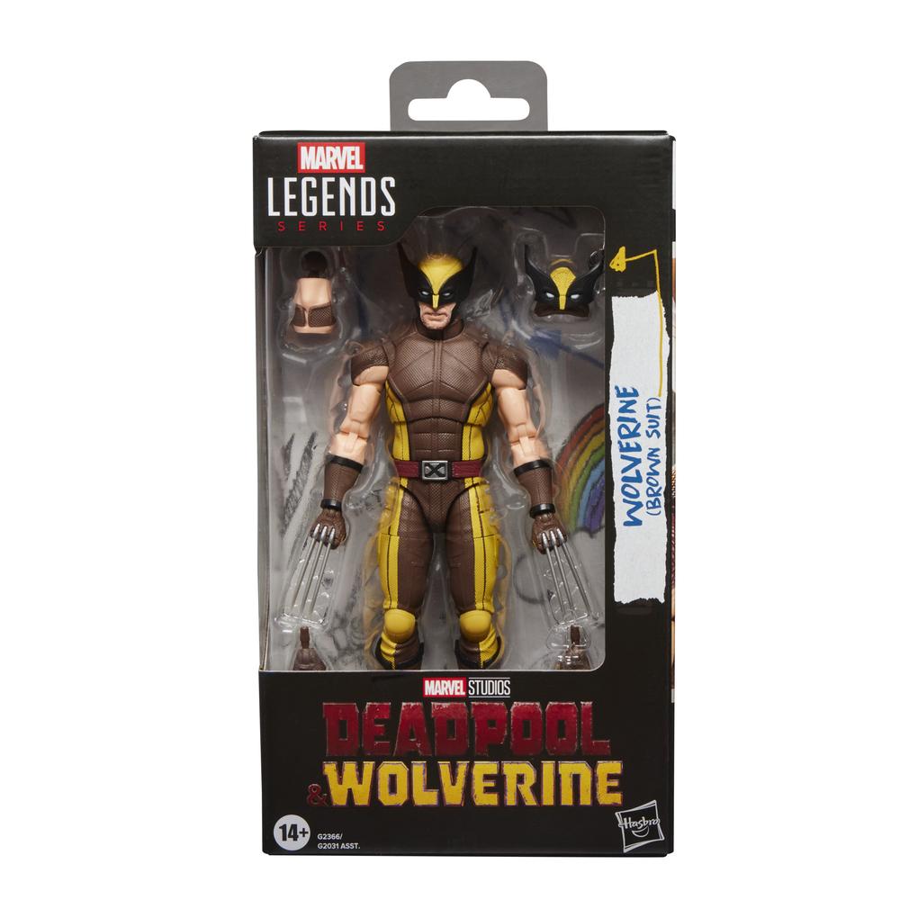 Figura hasbro marvel legends series deadpool & wolverine -  wolverine (brown suit)