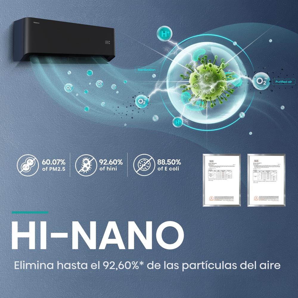 Aire acondicionado split hisense uni pure clase a+++ - a++ 3010fg - h 3354 kcal - h wifi negro