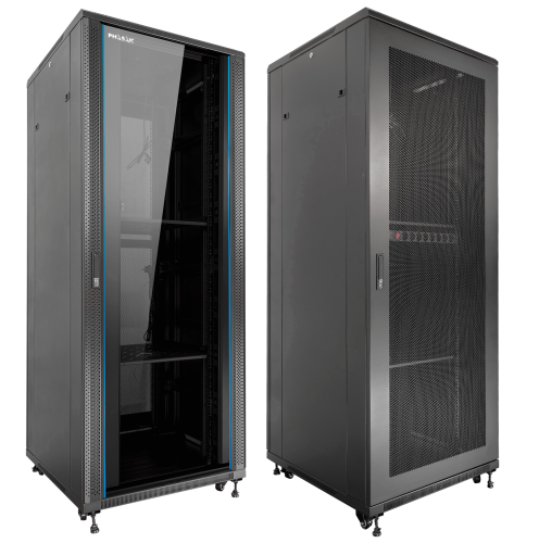 Armario rack de suelo 19 pulgadas phasak pro 32u negro 600x600 montado pho 6632