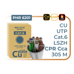 Bobina cable red phasak utp cat.6 lszh certificacion cpr (ignifugo) cca 305m gris phr 6201