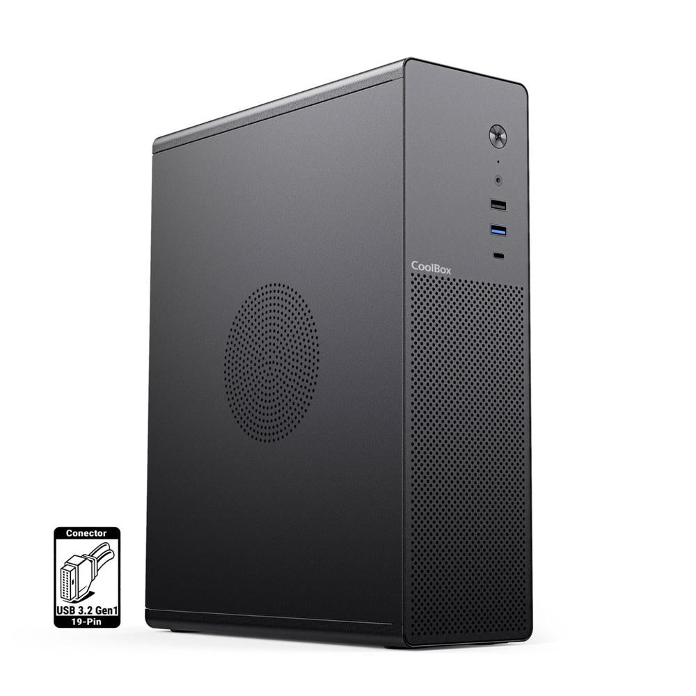 Caja ordenador coolbox matx slim t100 usb - c 3.2 gen1 full metal s - fte + 1 vent. 90mm