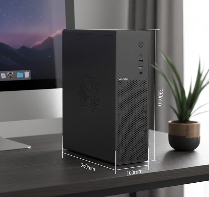Caja ordenador coolbox matx slim t100 usb - c 3.2 gen1 full metal s - fte + 1 vent. 90mm
