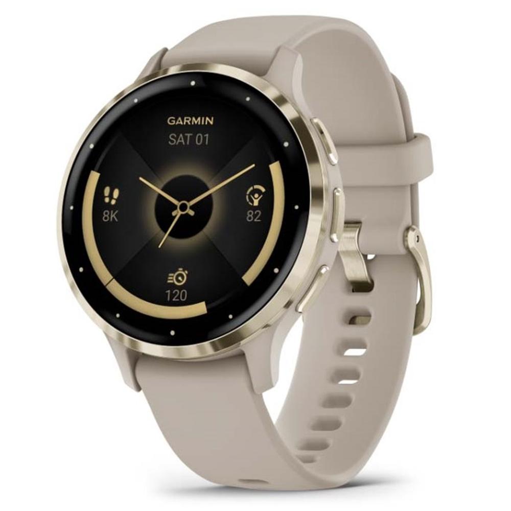 Garmin venu 3s - smartwatch premium con gps - amoled - funciónes avanzadas de salud y forma física - más de 30 aplicaciónes deportivas - 10 días de autónomía - beige gold