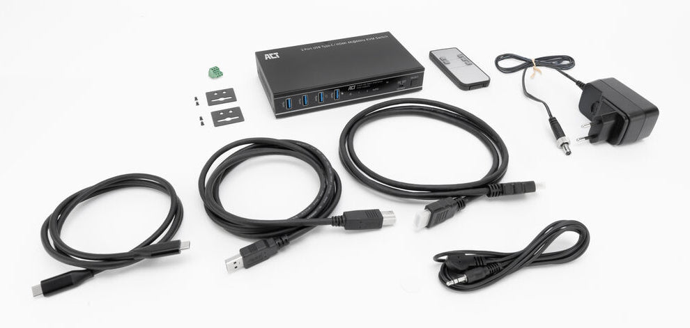 Conmutador kvm act connectivity 2 puertos usb - c  - hdmi -  4k -  2pc