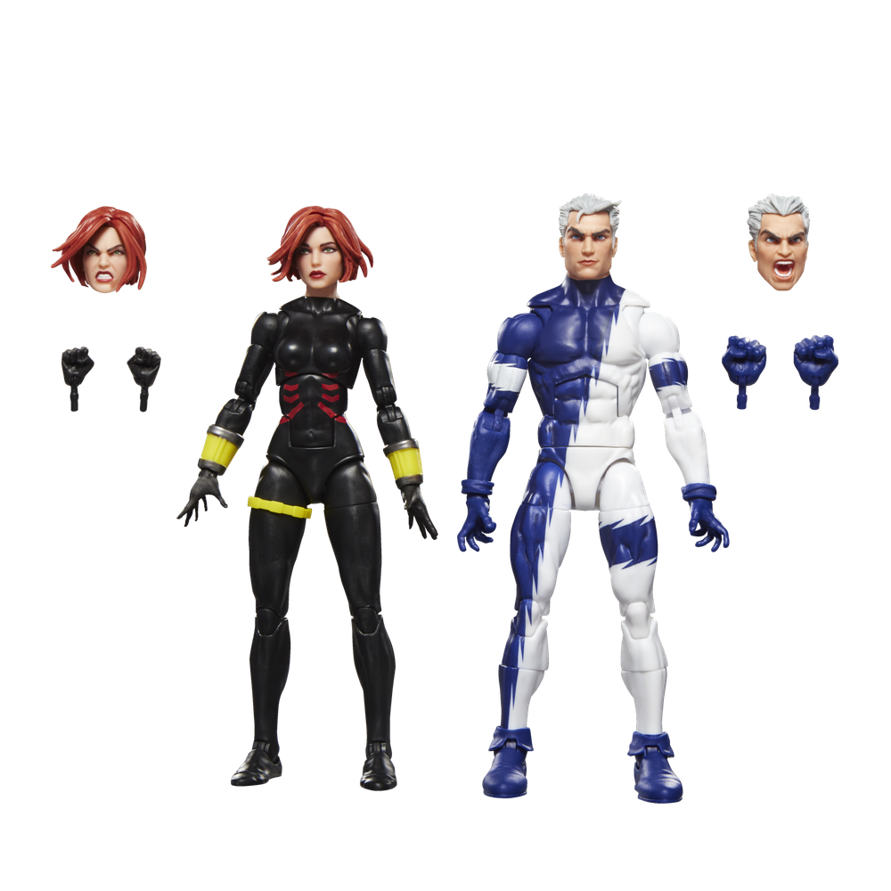 Pack 2 figuras hasbro marvel legends series earths mightiest heroes avengers black widow & quicksilver
