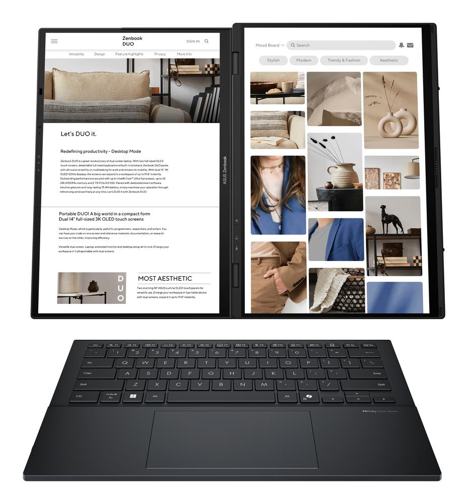 Portatil asus zenbook duo ux8406ca - ql336w u7 - 255h -  32gb -  ssd 1tb -  14 pulgadas fhd+ -  w11h