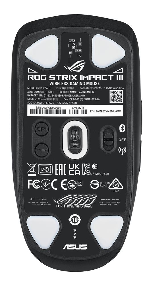 Raton inalambrico gaming asus rog strix impact iii negro