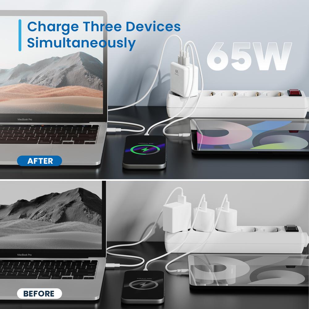 Cargador Ewent ew1333 95w 2x usb tipo c - usb tipo a