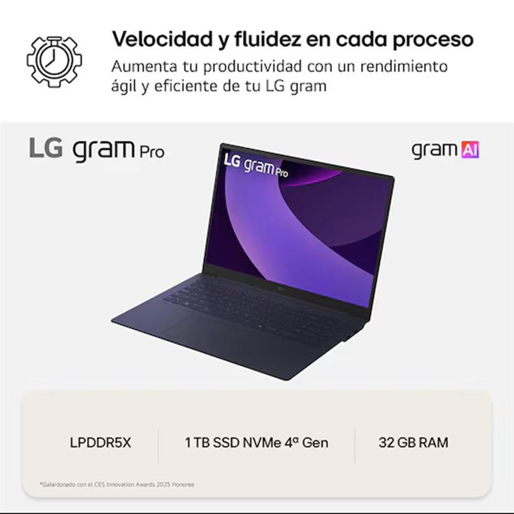 Portatil lg 16z90tp - k.ad88b u7 - 255h -  32gb -  ssd 1tb -  16 pulgadas -  w11h