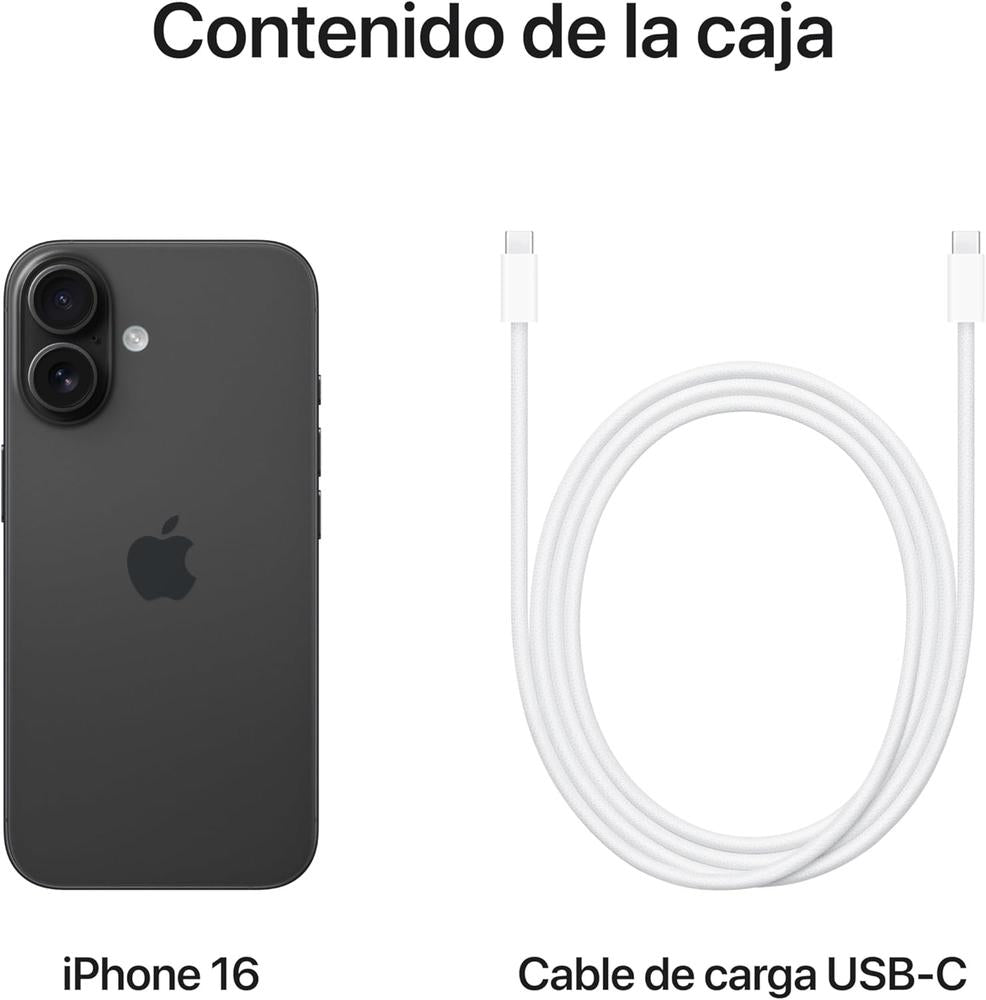 Telefono movil smartphone apple iphone 16 5g - 128gb - 6.1 pulgadas negro acondicionado