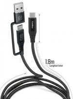 Cable coolbox carga mas datos micro usb - c 60w 1.2m adaptador usb - a