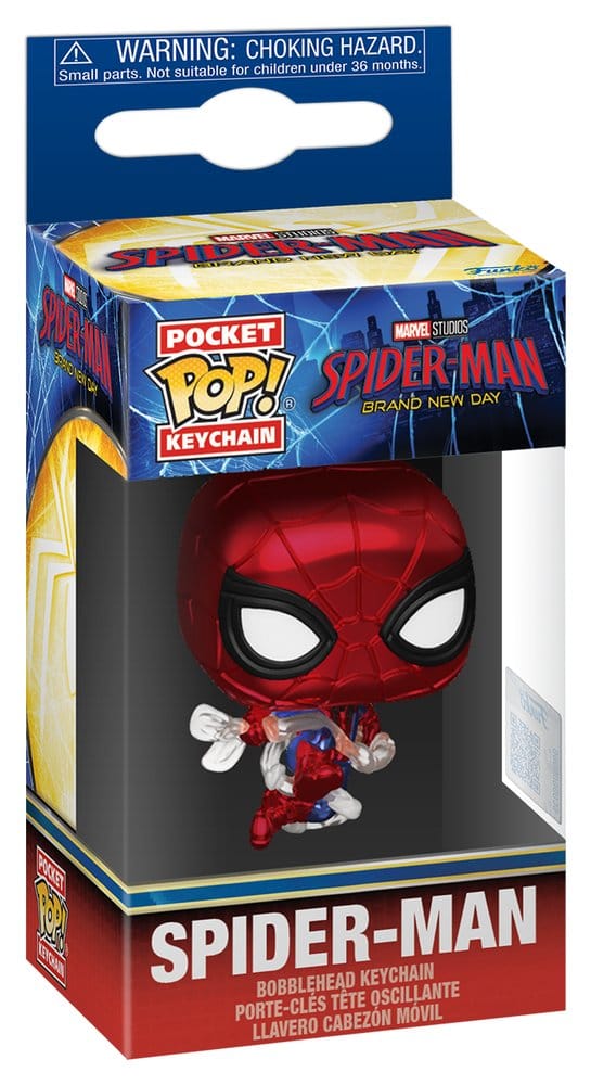 Funko pop keychain llavero: spider - man bnd -  spider - man (metallic)