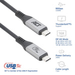 Cable usb4 act connectivity 80 gbps thunderbolt 5 - 240 w - usb type - c - certificado por usb - if - 1 -5 m.