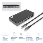 Docking station act connectivity usb - c 4k mst 2 monitores hdmi - ethernet - usb - c - 3x usb - a - pd pass - through cable 1m