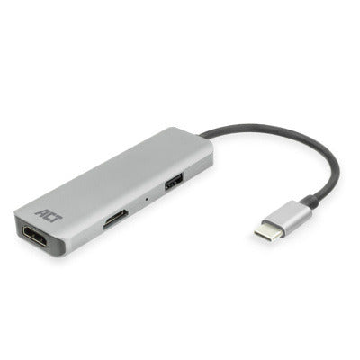 Adaptador act connectivity usb - c a 2 hdmi 4k - usb a