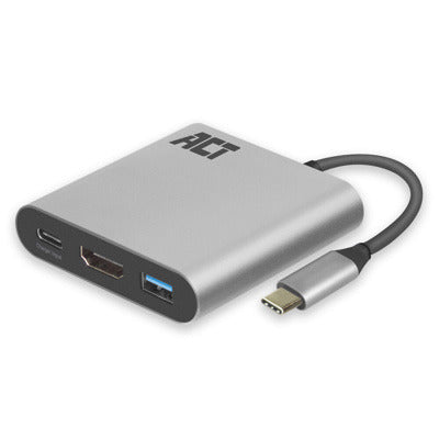 Adaptador act connectivity usb - c a hdmi - usb a - usb - c pd