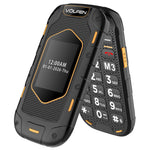 Telefono movil volfen ranger tipo concha negro - amarillo base de carga