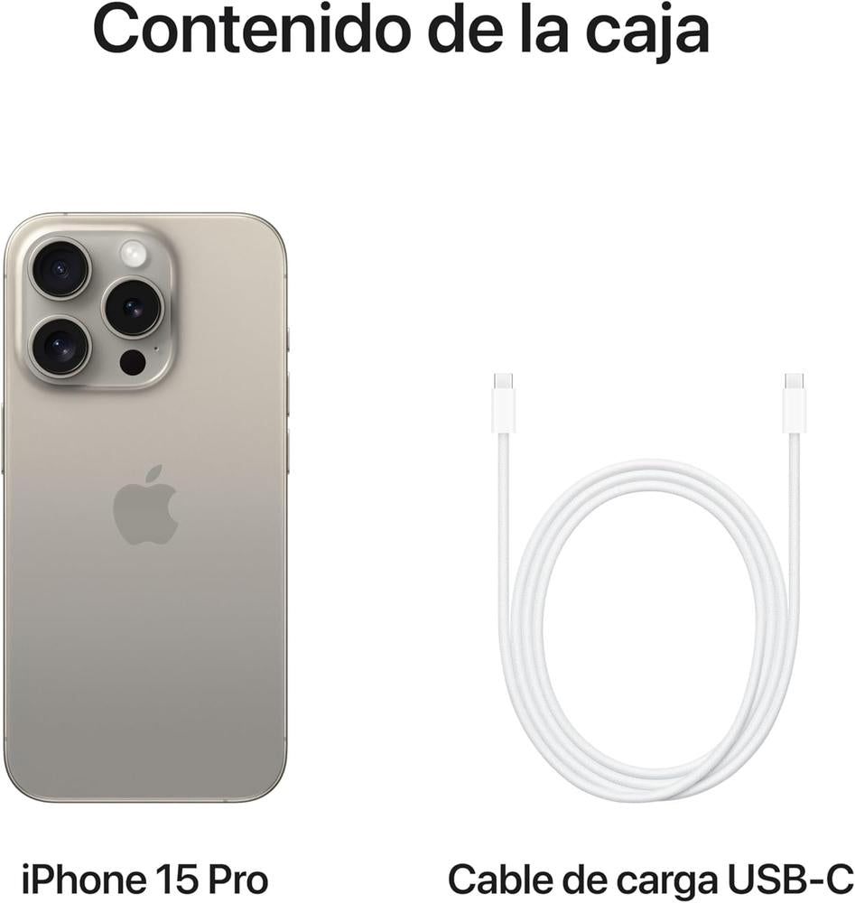Telefono movil smartphone apple iphone 15 pro 5g - 128gb - 6.1 pulgadas titanium acondicionado