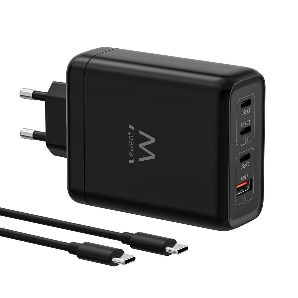 Cargador ewent ew1337 140w 3x usb tipo c 1x usb tipo a negro