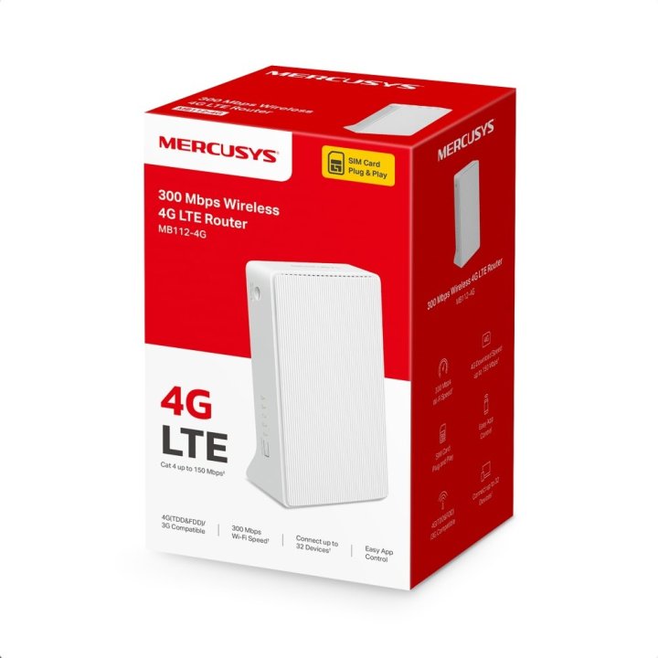 Router wifi mercusys mb112 - 4g 2 puertos -  300mbps 4g