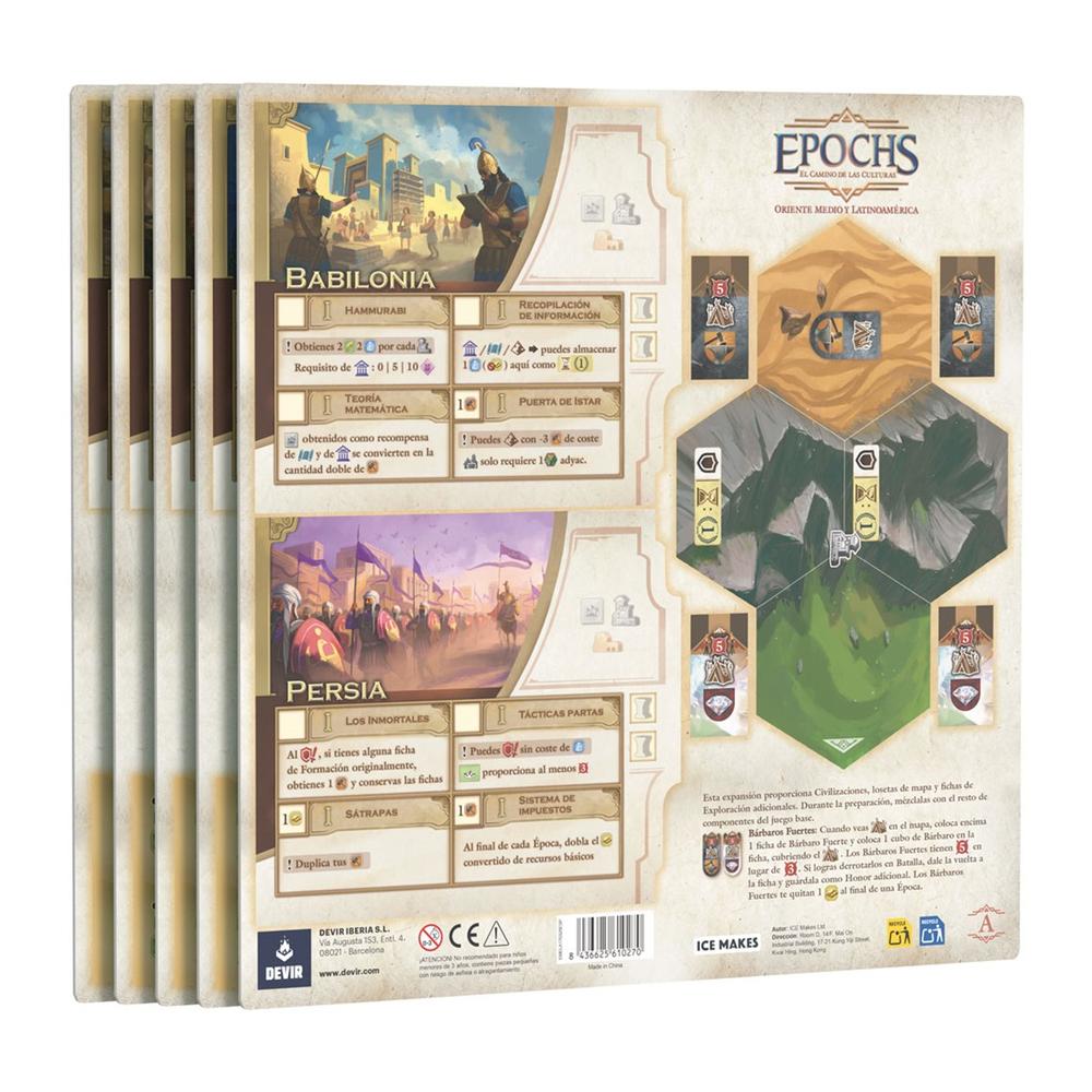 Juego de mesa epochs expansión: oriente medio y latinoamérica