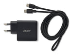 Cargador de pared acer 67w 2x usb tipo c 1x usb tipo a negro + cable usb tipo c